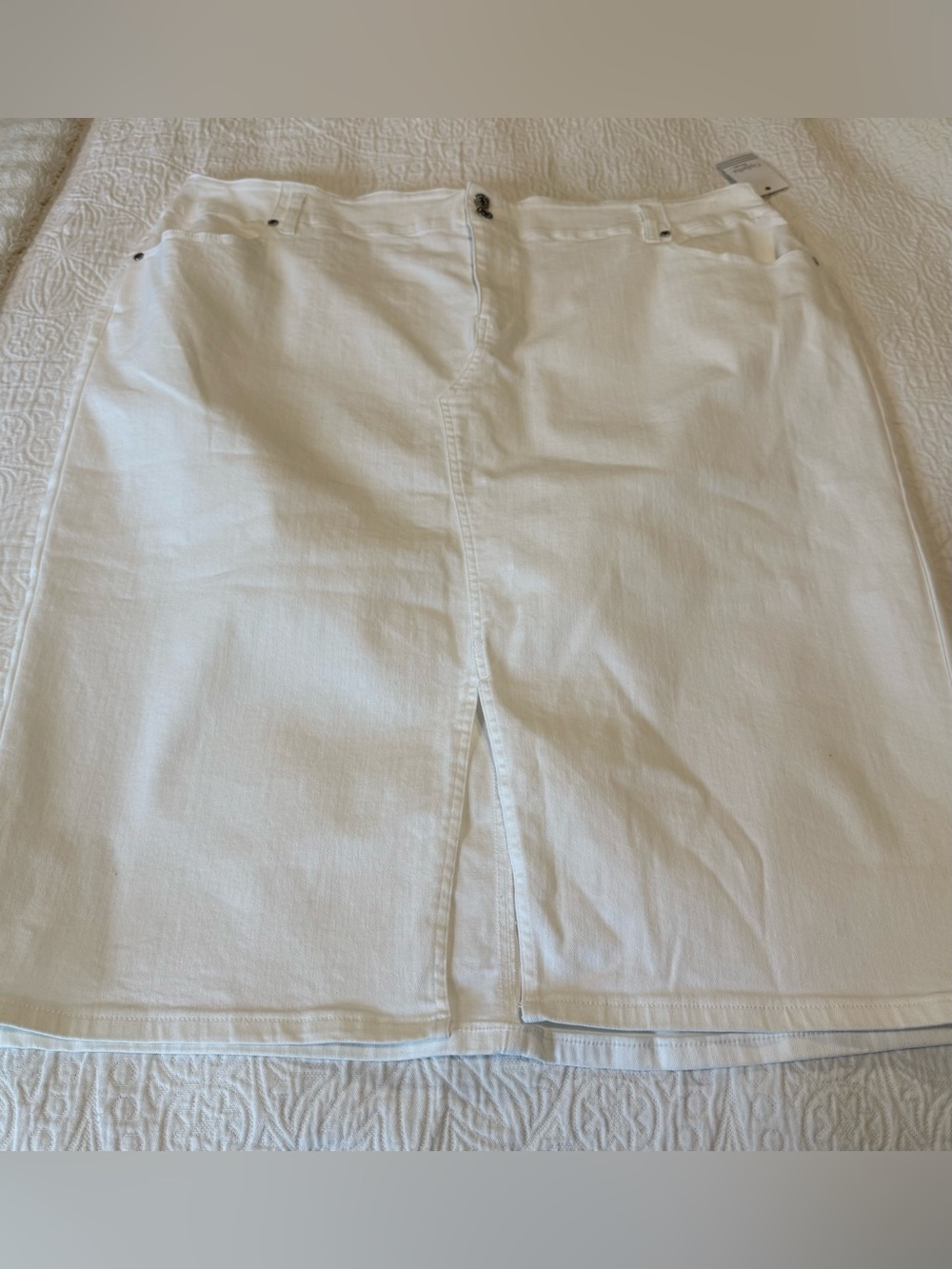 Ophelia Roe white denim jean midi skirt 3X new